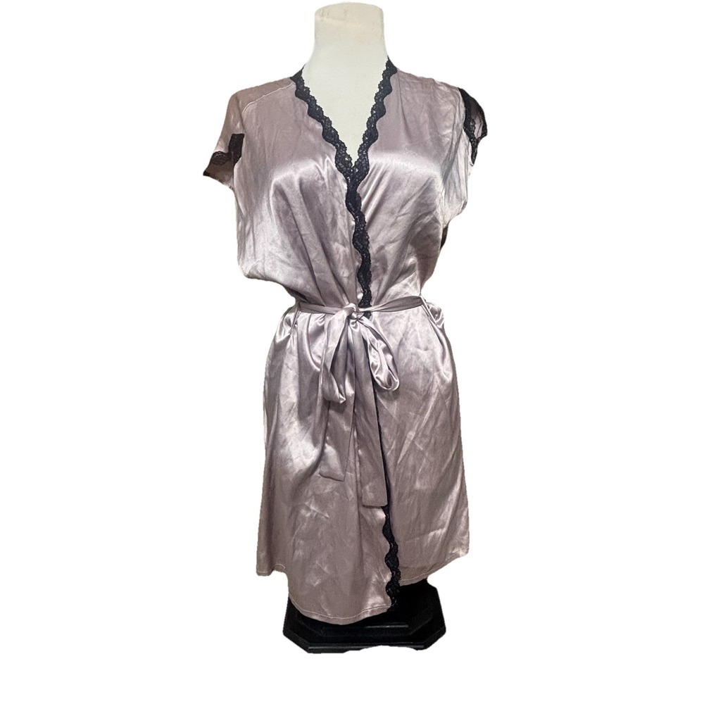 Victoria's Secret Silk And Lace Lingerie Bombshell Lilac Purple Robe Cover Sz‎ S